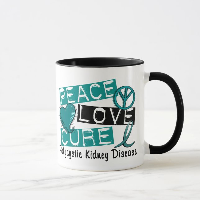 Caneca Doença renal Polycystic da cura PKD do amor da paz (Direita)