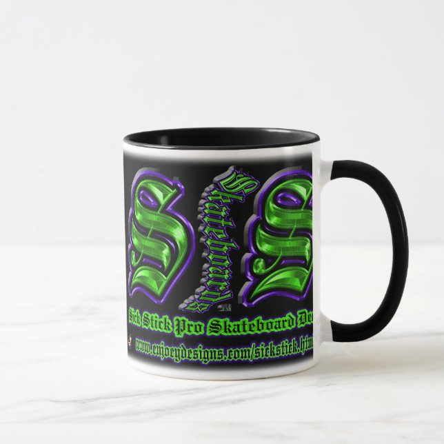 Caneca doente roxa e verde do costume da vara (Direita)