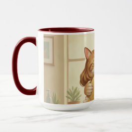Caneca Dog and Cat Hug Wrap-Around Two-Tone Mug