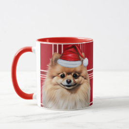 Caneca Dog Lover's Pomeranian Holiday Red Plaid