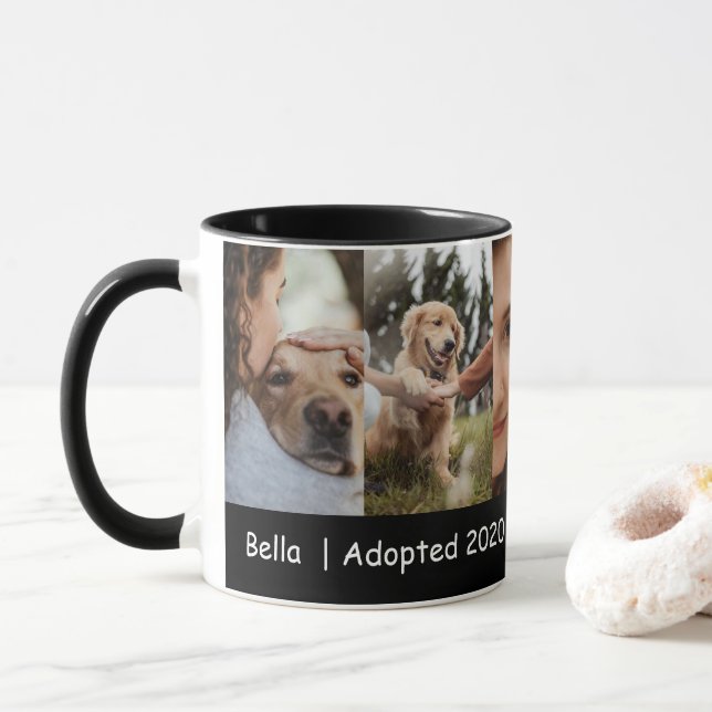 Caneca Dog Mom Photo Collage With Adoption Year (Com Donut)