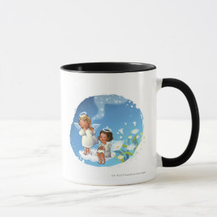 Caneca Dois anjos que sentam-se nas nuvens
