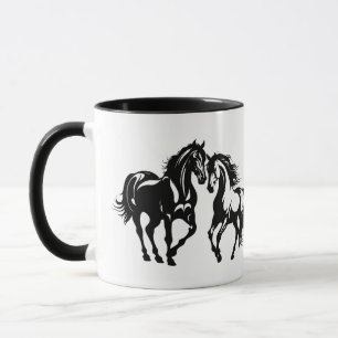 Caneca Dois cavalos apaixonados por casal de amante negro