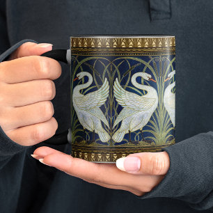 Caneca Dois Cisnes Arte Nova Decoração Vintage Walter Cra
