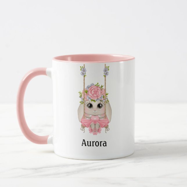 Caneca Dois coelhinhos de ballet em balanço e sapatos de  (Esquerda)