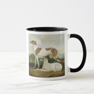 Caneca Dois galgos em uma paisagem (óleo em canvas)