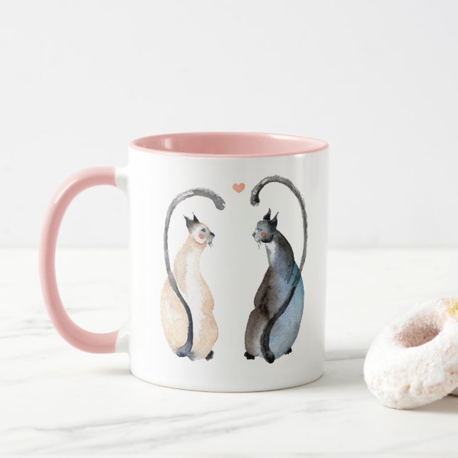 Caneca Dois gatos apaixonados (Com Donut)