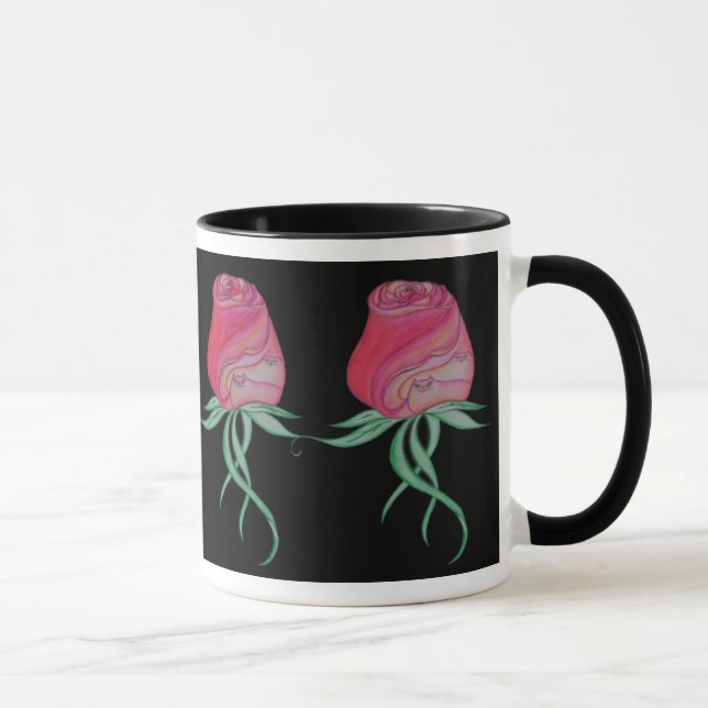 Caneca Dois gatos em um Rosa-Preto (Direita)