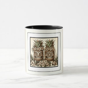 Caneca Dois Gay de Graus Pineapple Tiki Cabeça Retro Casa