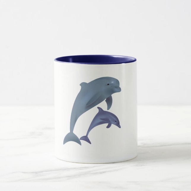 Caneca Dois golfinhos tropicais pulando um ao outro (Centro)