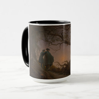 Caneca Dois Homens Contemplando a Lua, por Friedrich: