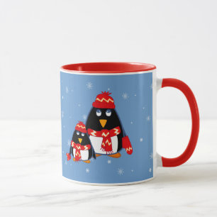 Caneca Dois Pequenos Pinguins, Nome Personalizado Pata De