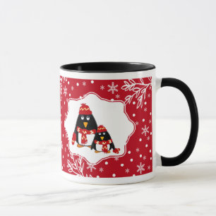 Caneca Dois Pequenos Pinguins   Presente de Natal de Nome