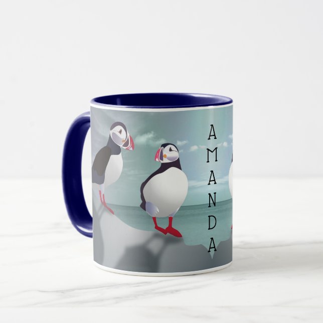 Caneca Dois Puffins Design Mug (Frente Esquerda)