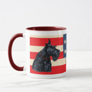 Caneca Dois Scottish Terriers Patrióticos
