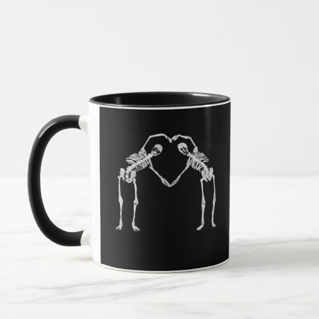 Caneca Dois Skeleton Hearts Mãos Clássicas (Esquerda)