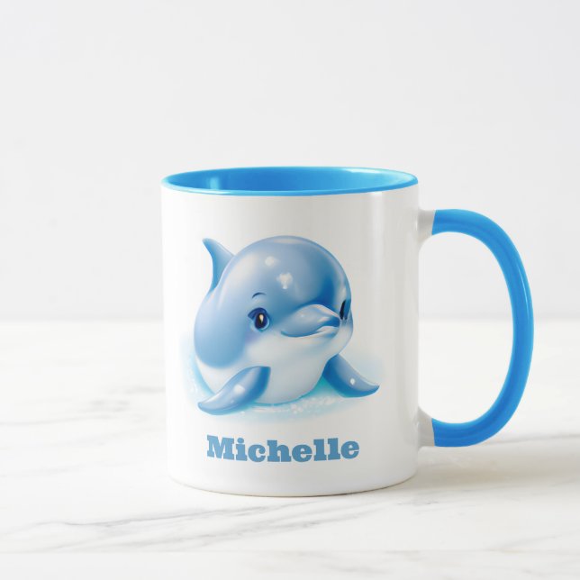 Caneca Dolphin Azul Adorável (Direita)