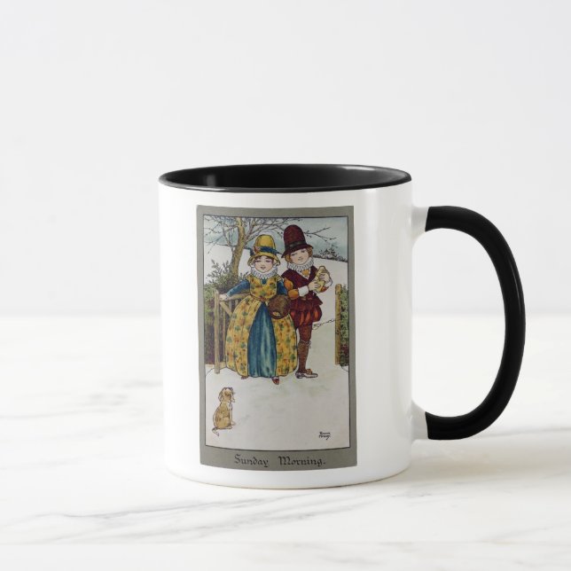Caneca Domingo de manhã, cartão do Victorian (Direita)