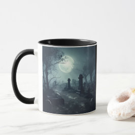 Caneca Domínio da Morte: Uma Vista de Cemitério Spooky
