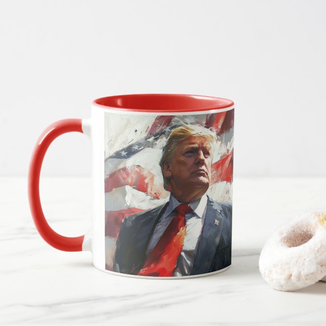 Caneca Donald Trump 2024 Heroic Oil Painting Style AI (Com Donut)