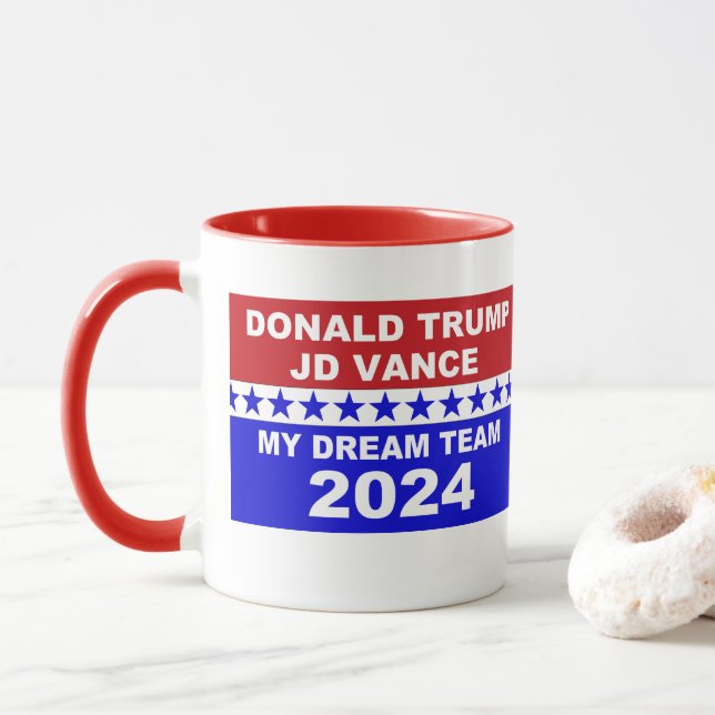 Caneca Donald Trump JD Vance My Dream Team 2024 (Com Donut)