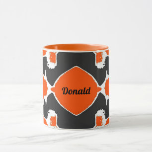 Caneca DONALD ~ Zany 3D Fractal ~ Laranja Branco Preto
