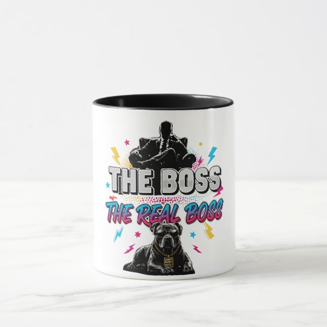 Caneca Dono de Cachorro Engraçado "O Verdadeiro Chefe" De (Centro)