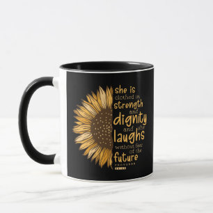 Caneca Dons cristãos de girassol Bíblia cristã Verso