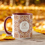 Caneca Dons de Bridesmaid Terracotta Talavera monograma<br><div class="desc">Donas de Bridesmaids presentes mexicanos Talavera terracotta marrone marrone marrone marrone marrone marrone elegante caneca de café personalizada,  canecas personalizadas com nomes impressos favores de festa de casamento,  tons de talavera marrom festas de noiva favorece nomes personalizados caneca talavera casamento presentes para seu monograma caneca de café presentes personalizados</div>