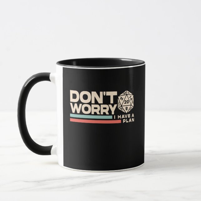 Caneca Don't Worry I Have A Plan D20 Retro Gamer Mug (Esquerda)