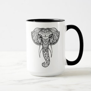 Caneca Doodle da cabeça do elefante