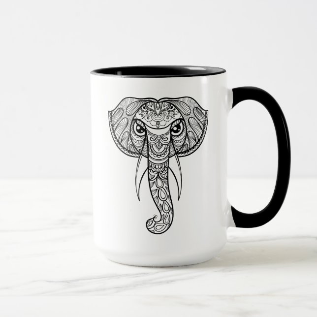 Caneca Doodle da cabeça do elefante (Direita)