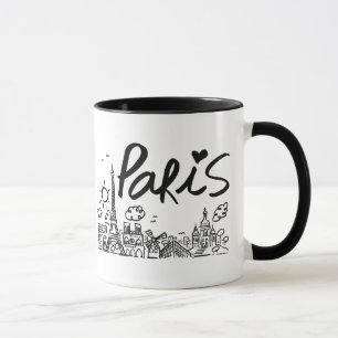Caneca Doodle da cidade de Paris