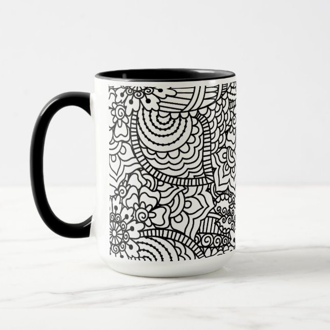 Caneca Doodle da flor (Esquerda)