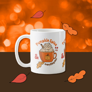 Caneca Doodle de Café com Tempero de Abóbora Fofa