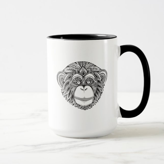 Caneca Doodle de Illustartion do macaco (Direita)
