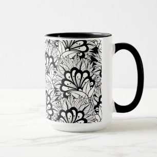 Caneca Doodle do teste padrão de flor