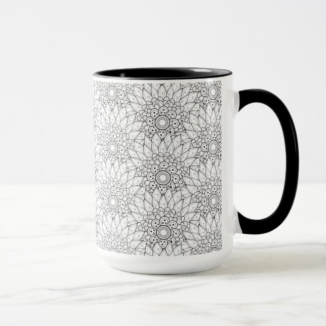 Caneca Doodle floral do jardim (Direita)