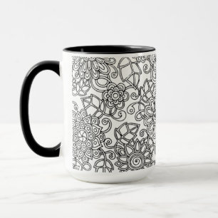 Caneca Doodle floral étnico