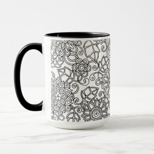 Caneca Doodle floral étnico (Esquerda)