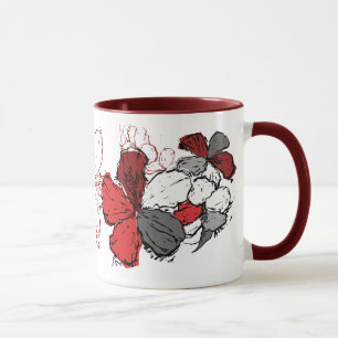 Caneca "Doodle Hibiscus" Mug em vermelho
