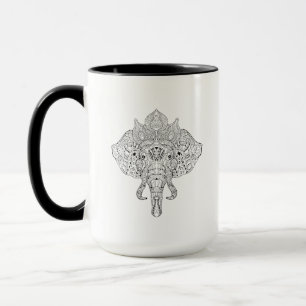Caneca Doodle inspirado cabeça do elefante