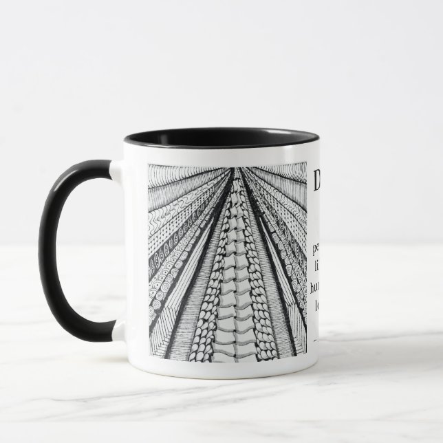 Caneca Doodle Moderno com Citação sobre Perspectiva e Nom (Esquerda)