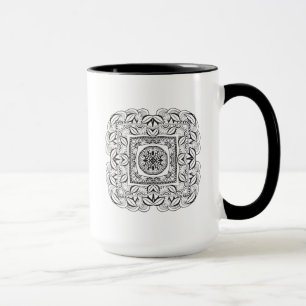 Caneca Doodle quadrado decorativo bonito