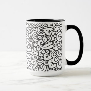 Caneca Doodle retro floral