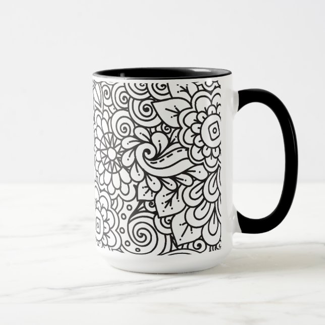 Caneca Doodle retro floral (Direita)