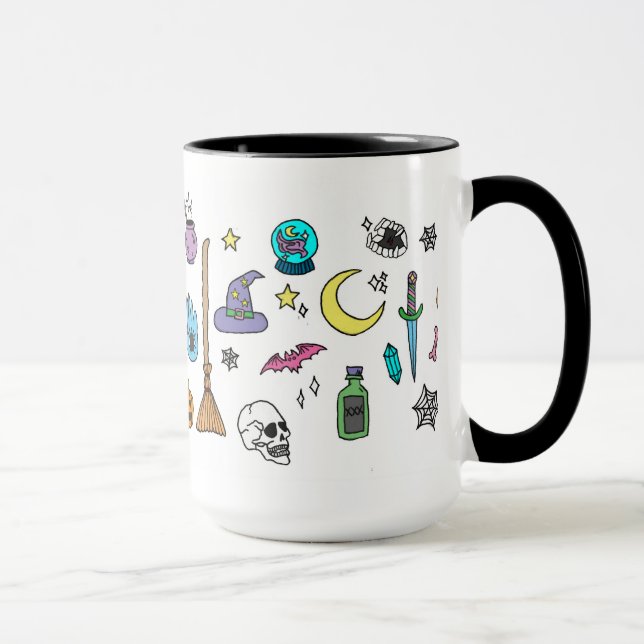 Caneca Doodles do Dia das Bruxas (Direita)