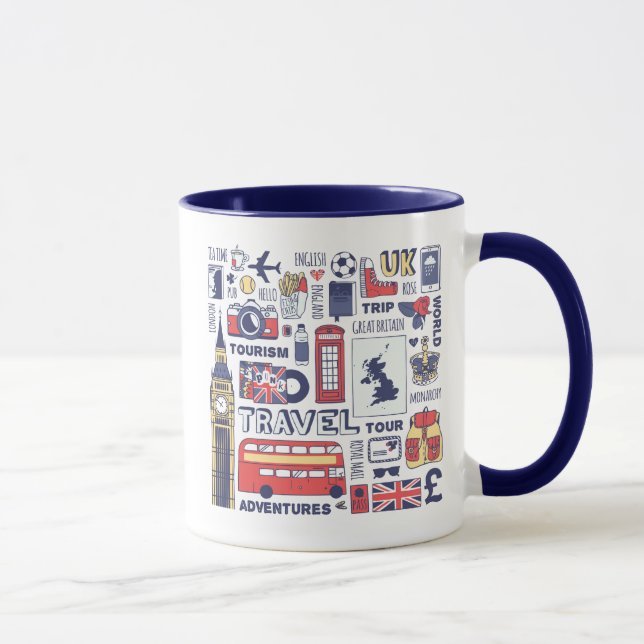 Caneca Doodles do viagem de Inglaterra (Direita)