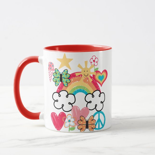 Caneca Doodles Felizes (Esquerda)