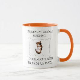 Caneca DORMIR GATO, Gato Engraçado Dormindo, presente de